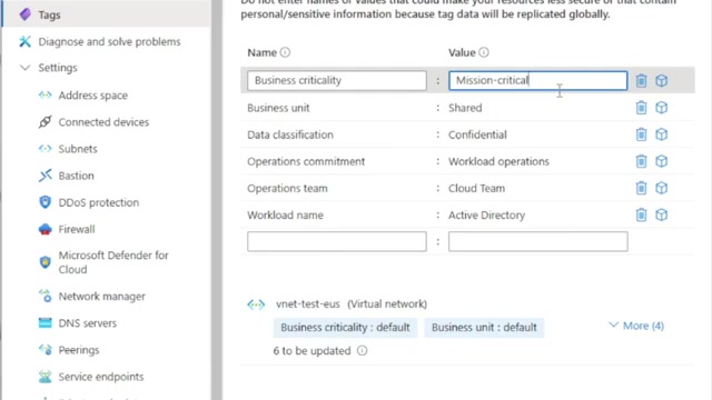 Editing tag values on the resource